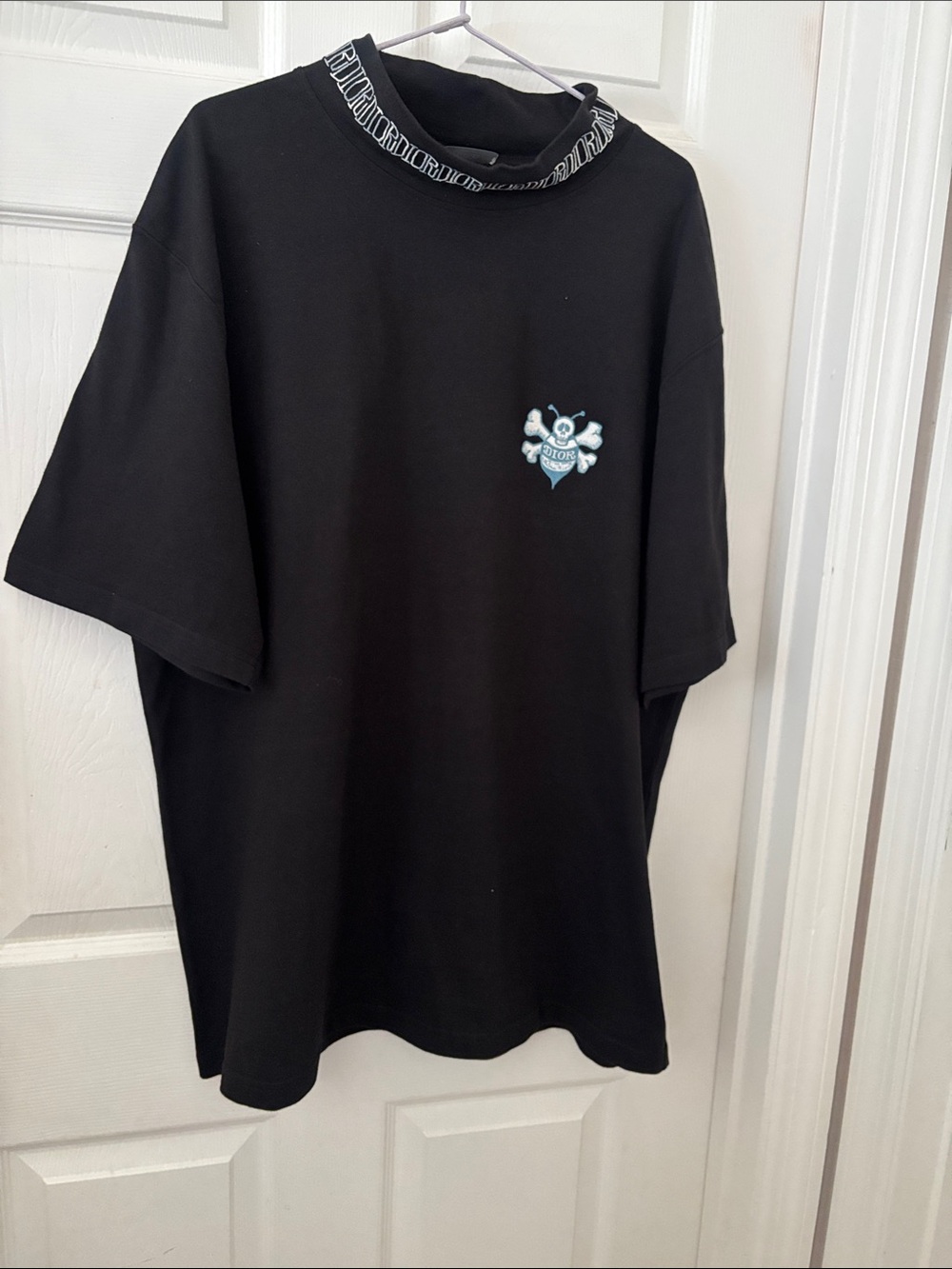 Dior Black Short-Sleeve Tee with Small Crest Graphic